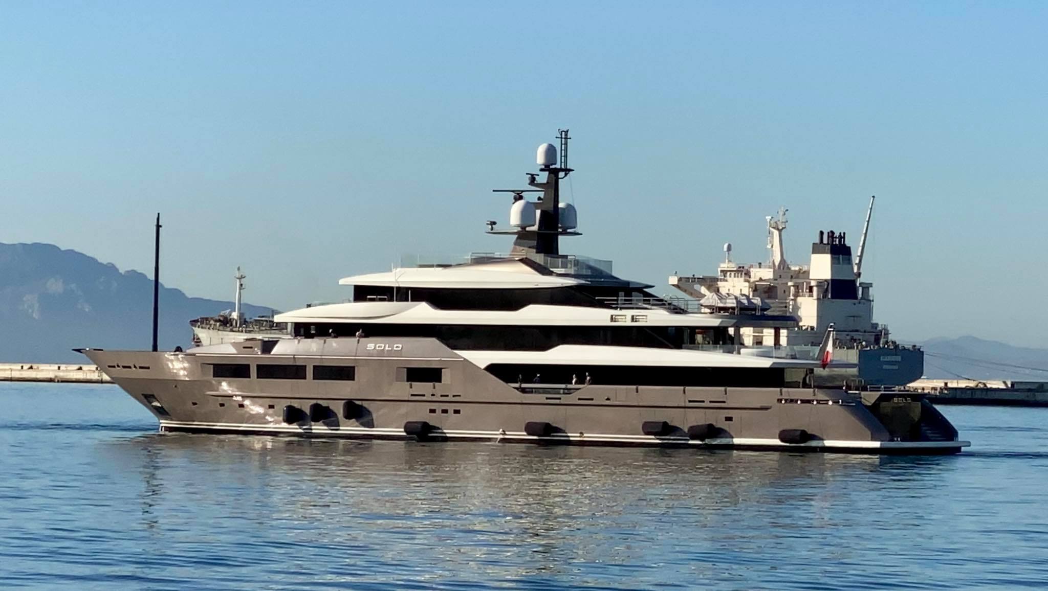 Carlo De Benedetti's yacht Solo arriving in Gibraltar