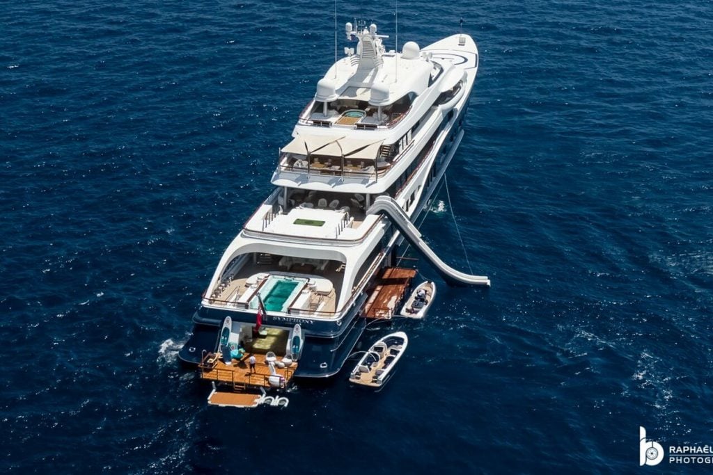 Bernard Arnault's luxury yacht Symphony moored by Pakleni Otoci